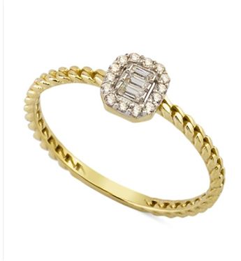 Baget taş minimal yüzük 14 ayar